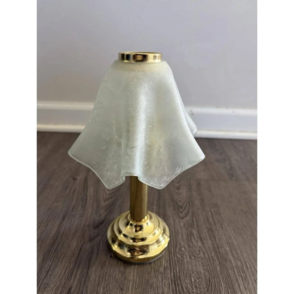 VTG Partylite Venetian Tealight Lamp Frosted Handkerchief Glass Shade Tea Light